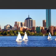 Photo of sailboats on the Charles River. 